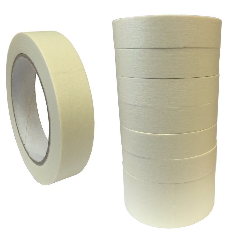 (Pack of 9) 25mm (1") Masking Tape for Auto, Decorating, Painting.