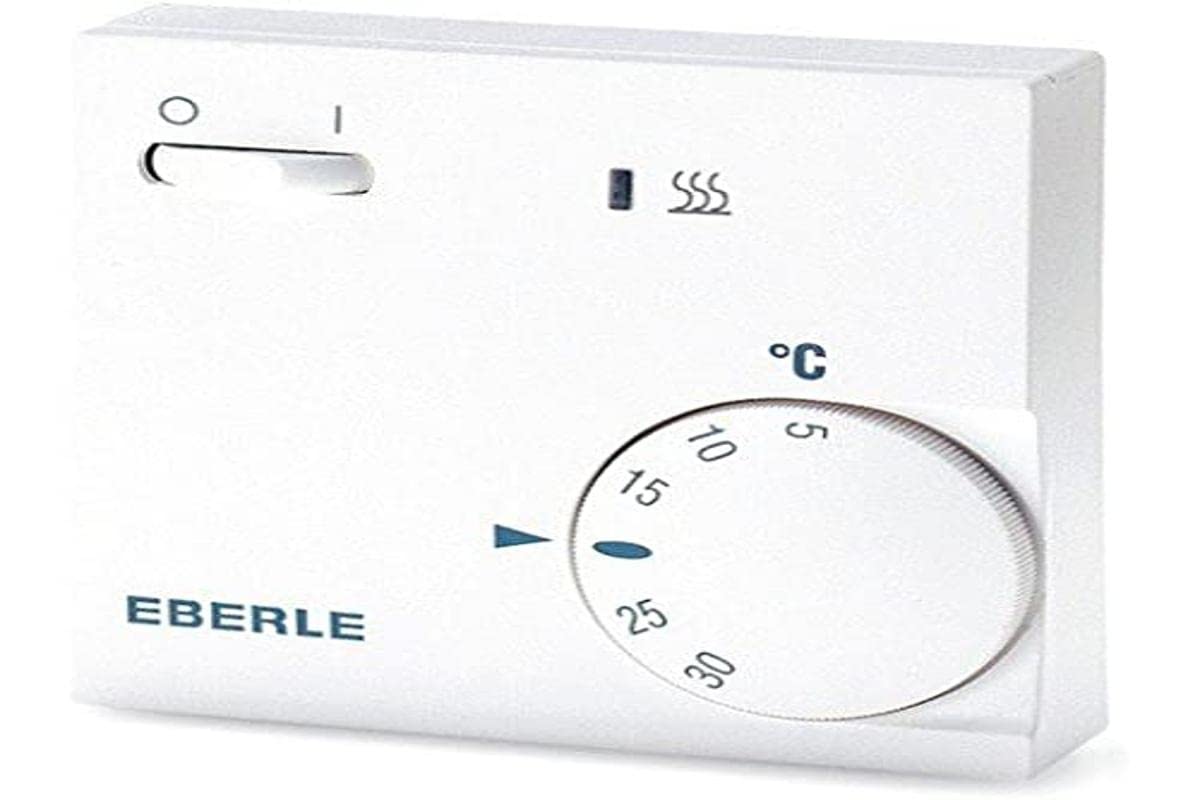 EBERLE 1482049 111110451100 Eberle RTR - E 6202 Room Temperature Controller with Power Switch On/Off and LED Heating, Pure White
