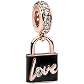 BEEUVIP Love Padlock Dangle Charm 925 Sterling Silver Bead for Charm Bracelets and Necklaces, Birthday Mothers Day Jewelry Gifts Women