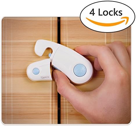 Child Safety Locks โ Pack of 4 Baby Locks - Premium Quality Cabinet Cupboard Locks, Safety Latches โ Strong 3M Adhesive Child Proof Locks, Child Safety Kit โ KloobOk