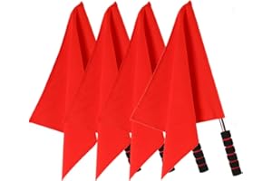 GANAZONO 4pcs Referee Flag Volleyball Line Judge Flags Stainless Steel Sponge Handle Track and Field Sports Training Volleyball Referee Equipment 45x36cm