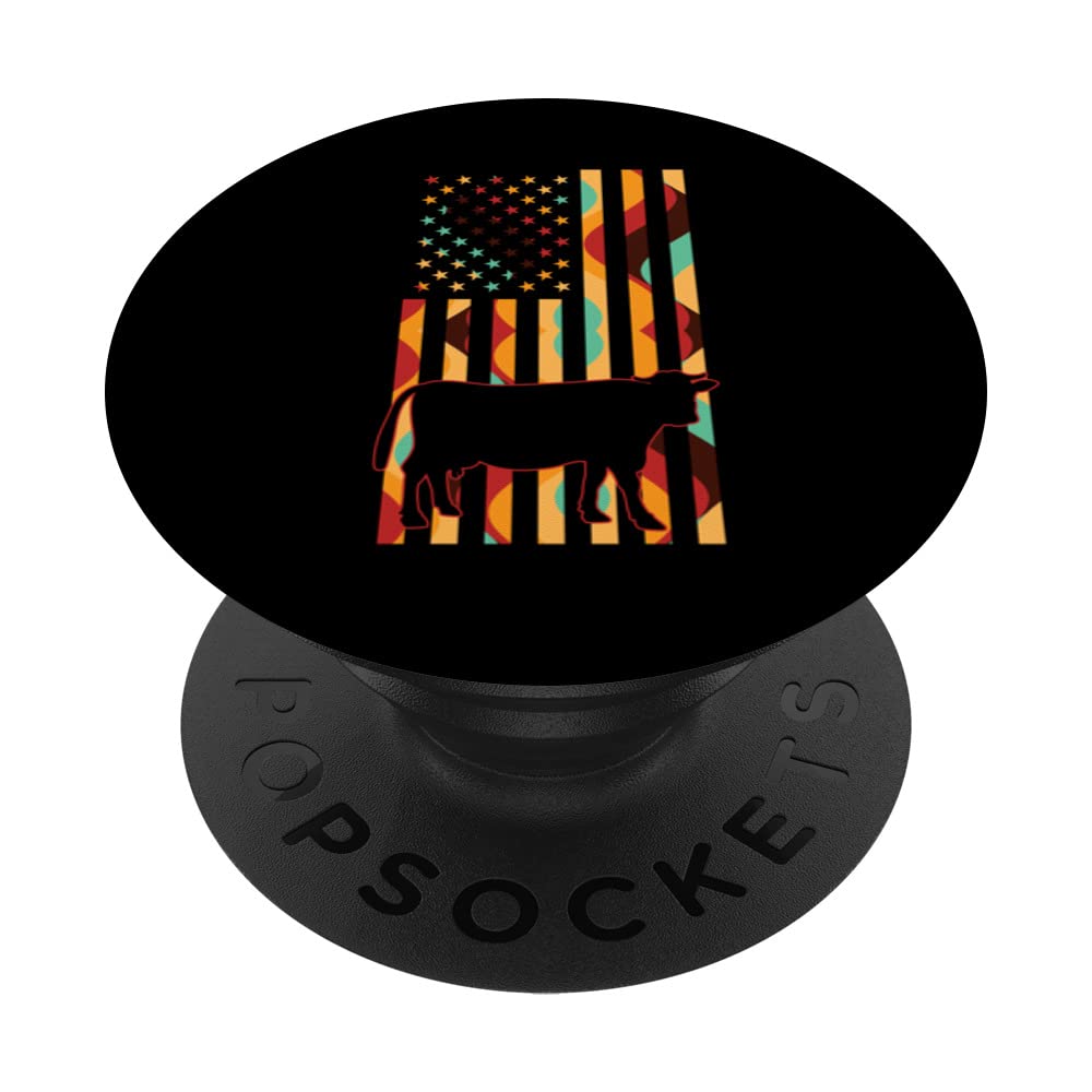 Cow Tie dye American Flag cow farm farming PopSockets Swappable PopGrip