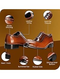 Liberty - Zapatos de hombre de piel auténtica hechos a mano con puntera quemada   Zapatos de Oxford de encaje