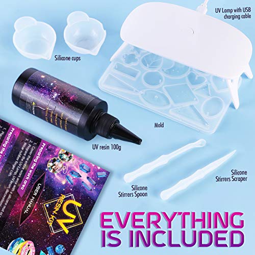Zoncolor Epoxy UV Light Resin Kit with Jewelry Making Mold Silicone Molds UV Clear Casting