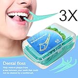 Dental Floss - LuckyFine 180 Pieces, Interdental Brush, Dental Floss, Teeth Stick, Tooth Picks, Flat Dental Floss Toothpick, Teeth Cleaning 60 Pieces/Boxes (Pack of 3)