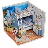Flever Dollhouse Miniature DIY House Kit Creative Room With Furniture and Glass Cover for Romantic Artwork Gift(Trip of Aegean Sea)