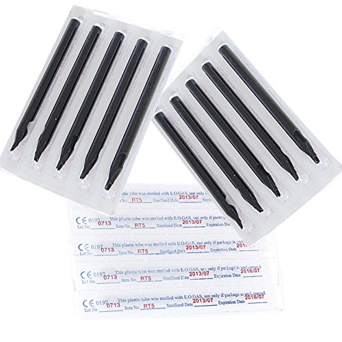 100 Pieces Tattoo Mixed Needles- 3RL, 5RL, 7RL, 9RL, 3RS, 5RS, 7RS, 9RS, 5MS, 7MS Manufactured By Skin Companion Free with Transfer Stencil Paper 5 Sheets (100 Mixed Needles + 100 Long Tips)