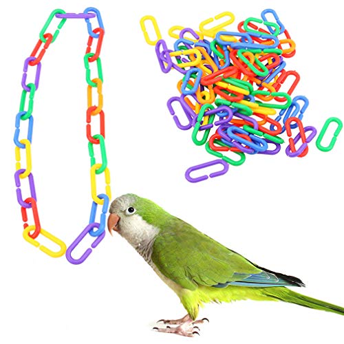 lehao 100pcs C-Clips Hooks Chain C-Links Sugar Glider Rat Parrot Bird Toy Parts Plastic Chain Links Cage Hang Ring Plaything Climb Toys