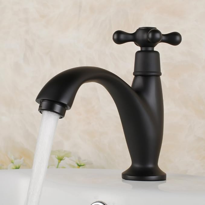 CZOOR baño del fregadero grifo Moda Hornear Acabado Mate Negro de latón