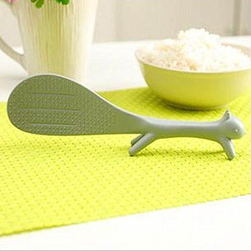 Unmengii Creative Kitchen Lovely Spoon Rice Squirrel No Sticky Table Standing Ladle