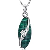 Dralox Claddagh Necklace for Women, S925 Sterling Silver Black Agate/Cat Eye/Malachite/Turquoise/Amethyst/Tiger Eye Gemstone Claddagh Pendant Irish Jewelry Anniversary Birthday Gifts for Women