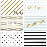 Thank You Cards Box Set Assortment - 6 Unique Polka Dot and Stripe Designs - 48 Pack of Cards with Envelopes - 4 x 6 inches