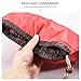 Foldable Round Bucket Style Travel Make-up Bag, Small Zipper Jewelry Purse, Clear PVC Pouch for Cosmetic Brush, Drawstring Closure Nylon Organizer Carrying Case Holder, Wash Toiletry Bag Coral Red