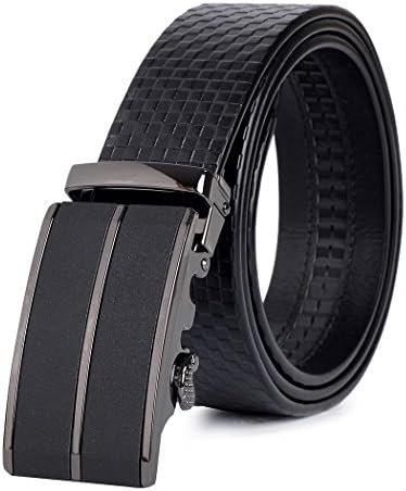 Grain Leather Mens Belt Formal Ratchet Click Belts for Men Genuine Leather Suit Belt 1 3/8' width