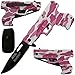 .40 Cal Mean Bitch Pistol Assisted Opening Pocket Knife - Pink & White Camo Handle w/ Black Blade
