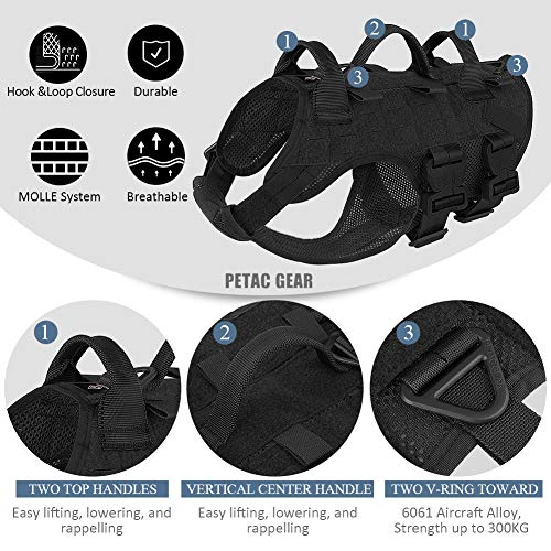 PETAC GEAR Tactical Dog Harness No Pull for Large K9 Working Dogs