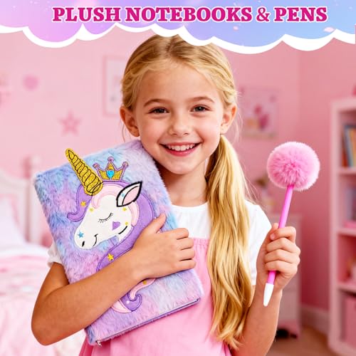 Beauenty Unicorn Gifts for Girls Ages 3-10 - Toys Set with Light Up Plush Pillow, Diary, Headband & Water Bottle - Birthday Christmas New Years Gifts for Kids & Girls (style 1)