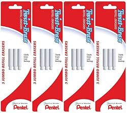 Pentel 4 X Twist-Erase Refill Erasers, Qty 1, Pkg