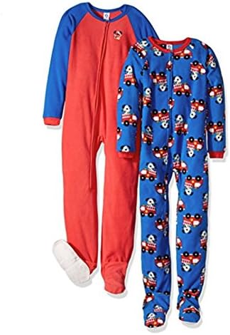 Gerber LLC Boy's Size 5T Dalmatian Dog Fire Truck Set Of 2 Fleece Footed Pajama Sleepers