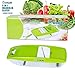 Mandoline Slicer, OCOLEO Julienne Vegetable Slicer - Potato Slicer - Cutter for Cucumber, Onion, Cheese with 5 Stainless Steel Blades with eBook, Peeler and Food Container - Mandolin