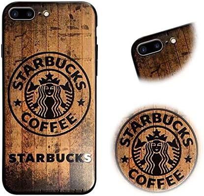 iPhone 8 Plus Case, MingKun Wood Pattern TPU Silicone Case Cover for iPhone 7 Plus/iPhone 8 Plus Cover Slim Wood Pattern Anti-scratch Case Skin - Starbucks