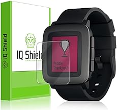 Pebble Time Screen Protector, IQ Shield LiQuidSkin (6-Pack) Full Coverage Screen Protector for Pebble Time HD Clear Anti-Bubble Film - with