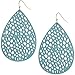 Humble Chic Vegan Leather Earrings for Women - Teardrop Leaf Dangle Statement Filigree Dangling Lightweight Boho Vintage-Style Drops, Aqua Teardrop, Light Blue, Mint, Gold-Tone