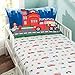 EVERYDAY KIDS Toddler Fitted Sheet and Pillowcase Set -Fire Police Rescue- Soft Breathable Microfiber Toddler Sheet Set