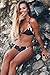 SEASELFIE Women's Black Leaves Printing Cross Padding Bikini Set Beach Swimwear Medium