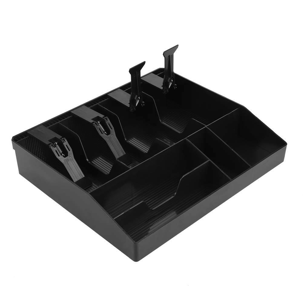 Cash Drawer Register Eight Grids Compartments Insert Coin Money Stamps Tray Cashier Tidy Storage Safe Organizing Boxes(Black)