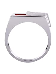 Rylos Designer Ring With Centered Diamond in Red