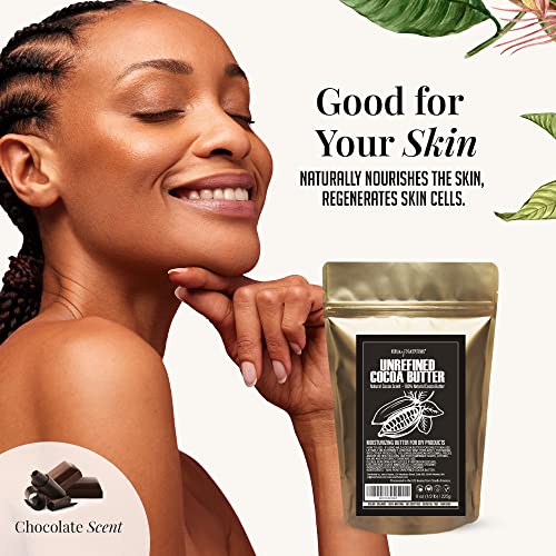 Cocoa Butter Raw Pure Unrefined - Incredible Natural Cacao Scent! – Use for DIY Body Butters, Soaps, Lotions and lip balm. Helps with Stretch Marks and Correct Acne Spots – Hard/Solid (8oz) - USA