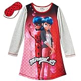 Miraculous Lady Bug Big Girls' Sleepwear Gown With Eye Mask, Grey, X-Small (4/5)