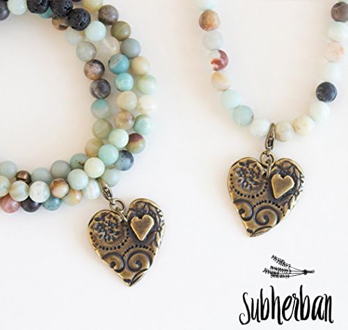 Subherban Clip on Charms for Aromatherapy Bracelet or Necklace - 1 Lg Heart for Essential Oil Jewelry