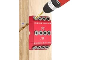 1Pc 30/45/90 Degree Metal Drill Guide Jig, Red Aluminum Angled Drill Kit for Wood Post, Lag Screw, Railing, Deck, Stair Handr