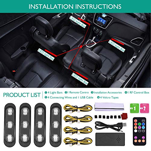 Interior Car Lights, 7 Colors star sky light USB car light DC 5V
