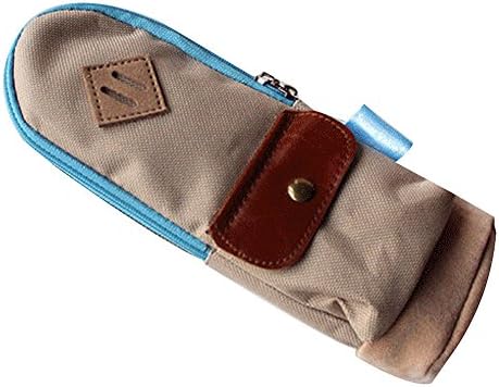 Happy Will Cute Mini Shcool Bag Style Canvas Pen Bag Pencil Case Coin Purse Pouch Cosmetic Makeup Bag for Boys Girls with Stylus Beige