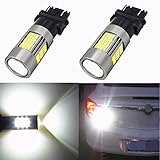 Alla Lighting Super Bright 3156 3157 T25 Newest Version 4014 54-SMD 6000K Xenon White LED Lights Bulbs for Auto Back-Up Reverse Lights Lamp Replacement (3156 3157)