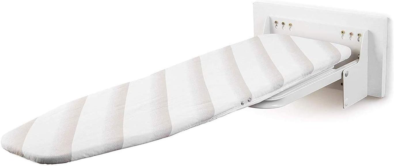 Nisorpa Wall Mounted Ironing Board Folding Away Metal Iron Table 180° Rotatable Space Saving With Heat Resistant Ironing Cover 985 x 300 x 185MM