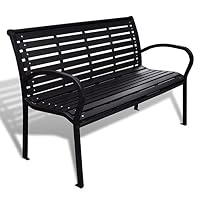 Fesjoy Garden Bench Outdoor Patio Park Bench with Steel Frame, 49x 24 x 32-Inches