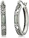 Amazon Collection Sterling Silver Marcasite Green Jade Oval Hoop Earrings