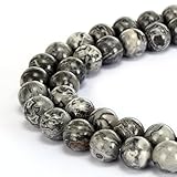 BRCbeads Gorgeous Natural Map Jasper Gemstone Smooth Round Loose Beads 6mm Approxi 15.5 inch 58pcs 1 Strand per Bag for Jewelry Making