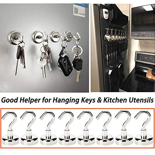 JANSANE 48LB Magnetic Hooks Heavy Duty for Cruise Cabins Refrigerator Locker Classroom Dia. 25mm Strong Magnet Hooks Hangers for Hanging BBQ Grill Tools Keys 10 Pack