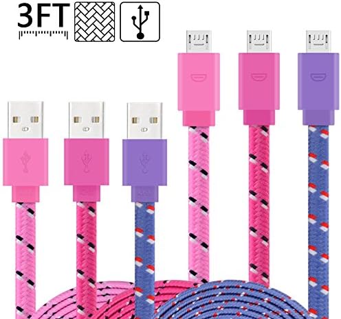 Micro USB Cable, AiGoo [3-Pack] Premium 3FT Nylon Fabric Braided USB 2.0 A Male to Micro B Data Sync and Charge Cables for Samsung Galaxy S6, S7, HTC, Motorola, Nokia, Sony and More Android Devices