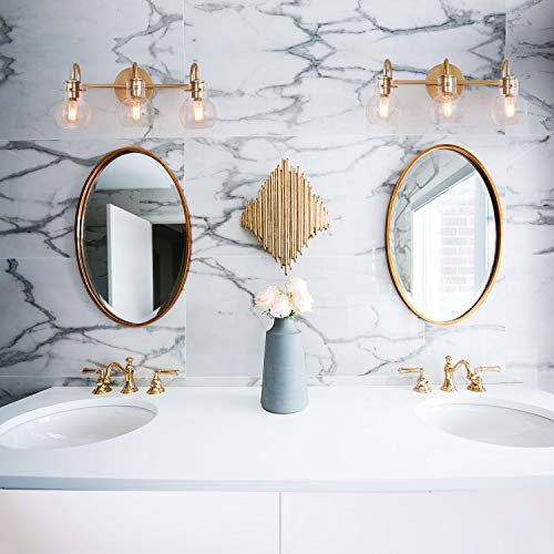 KSANA Bathroom Light Fixtures, Gold Bathroom Vanity Light Fixtures with Clear Glass Shade, 22"x7"x9"