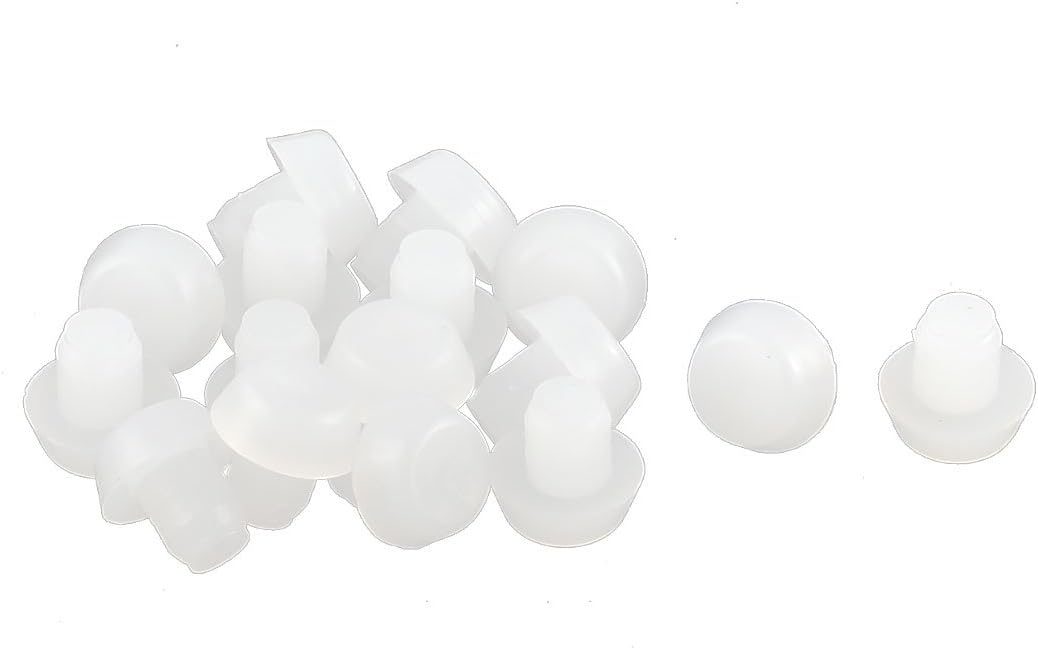 sourcing map Plastic Round Blanking End Caps Tubing Tube Insert Cover 6mm Dia 16pcs White