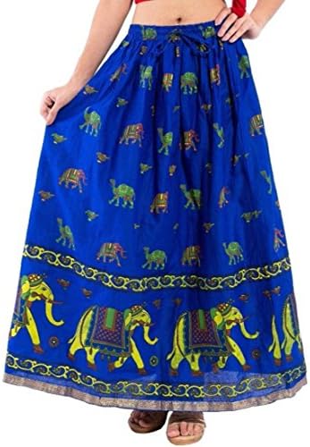 SHOP FRENZY Jaipuri Rajasthani Cotton Block Print Straight Long Skirt for Women Girls (Pink)