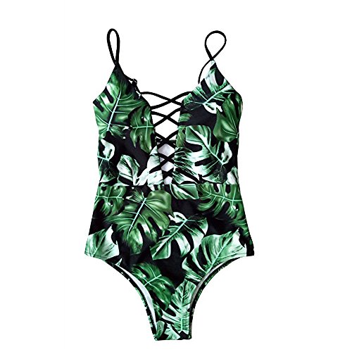 image for HOMEMUNI Women Floral Printed Monokini, Ladies Tankini Swimwear Full C