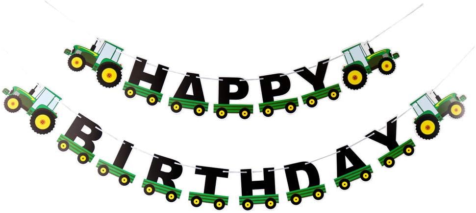 Tjexepyk Farm Theme Felt Happy Birthday Banner Tractor Cup Cake