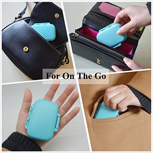 Meta-U Small Pill Box Supplement Case for Pocket or Purse - 3 Removable Compartments Travel Medication Carry Case - Daily Vitamin Organizer Box (Blue) - Thumbnail 2